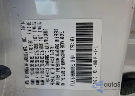 2014 Honda Cr-V Exl из США, поврежденный, VIN 5J6RM4H79EL105320